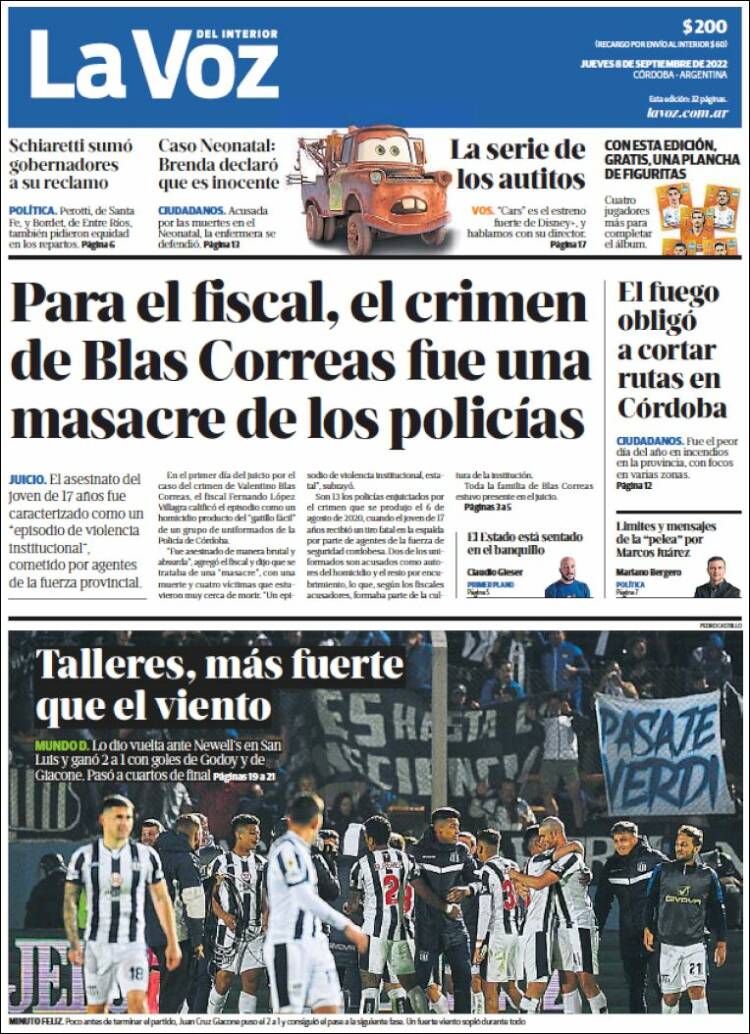 Portada de La Voz del Interior (Argentina)