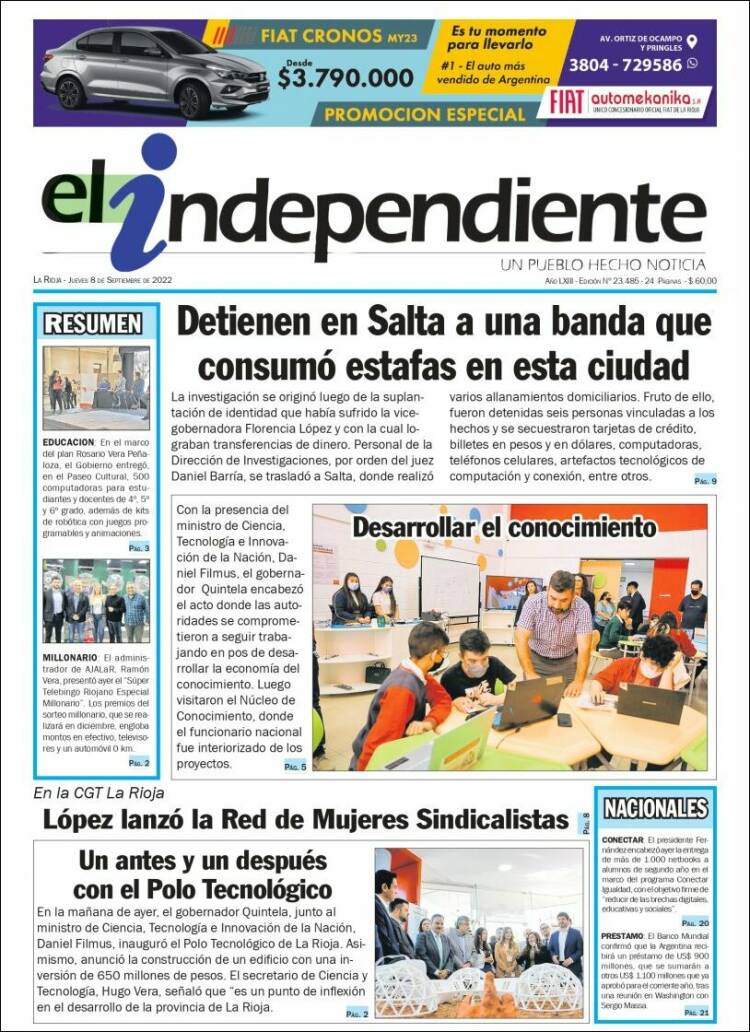 Portada de El Independiente (Argentina)