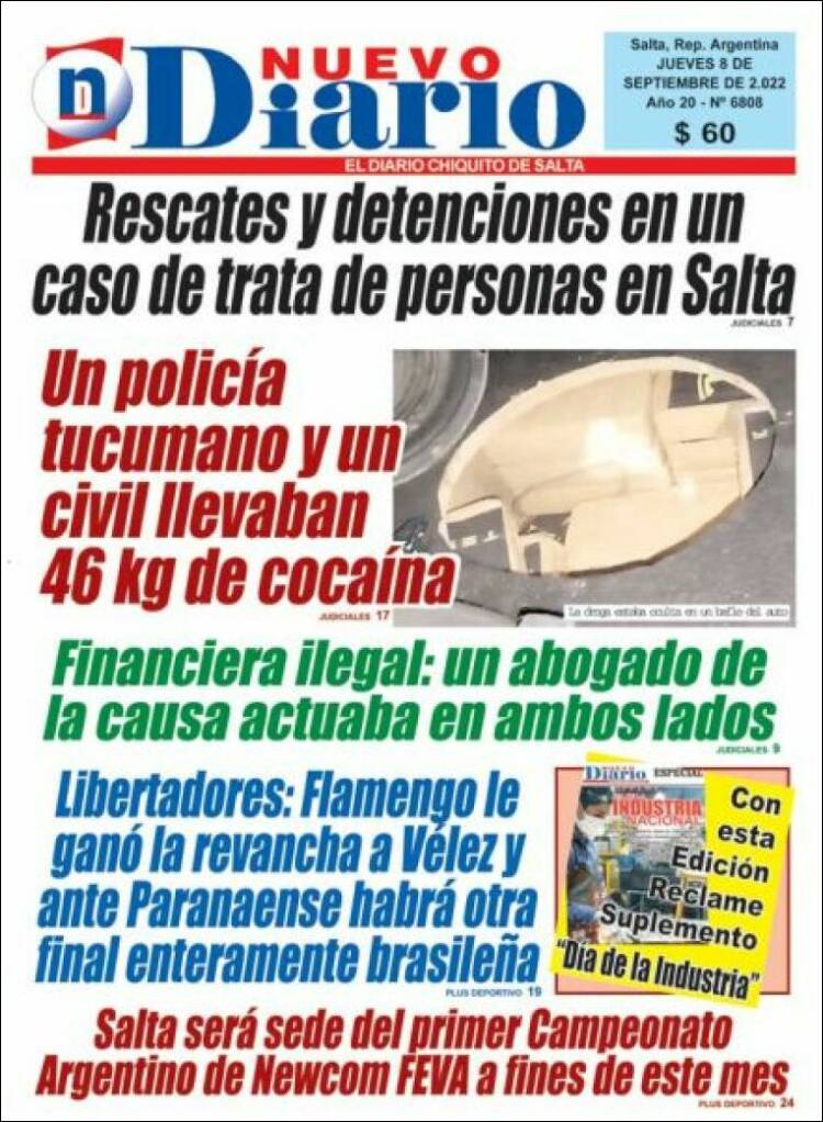 Portada de Nuevo Diario de Salta (Argentina)