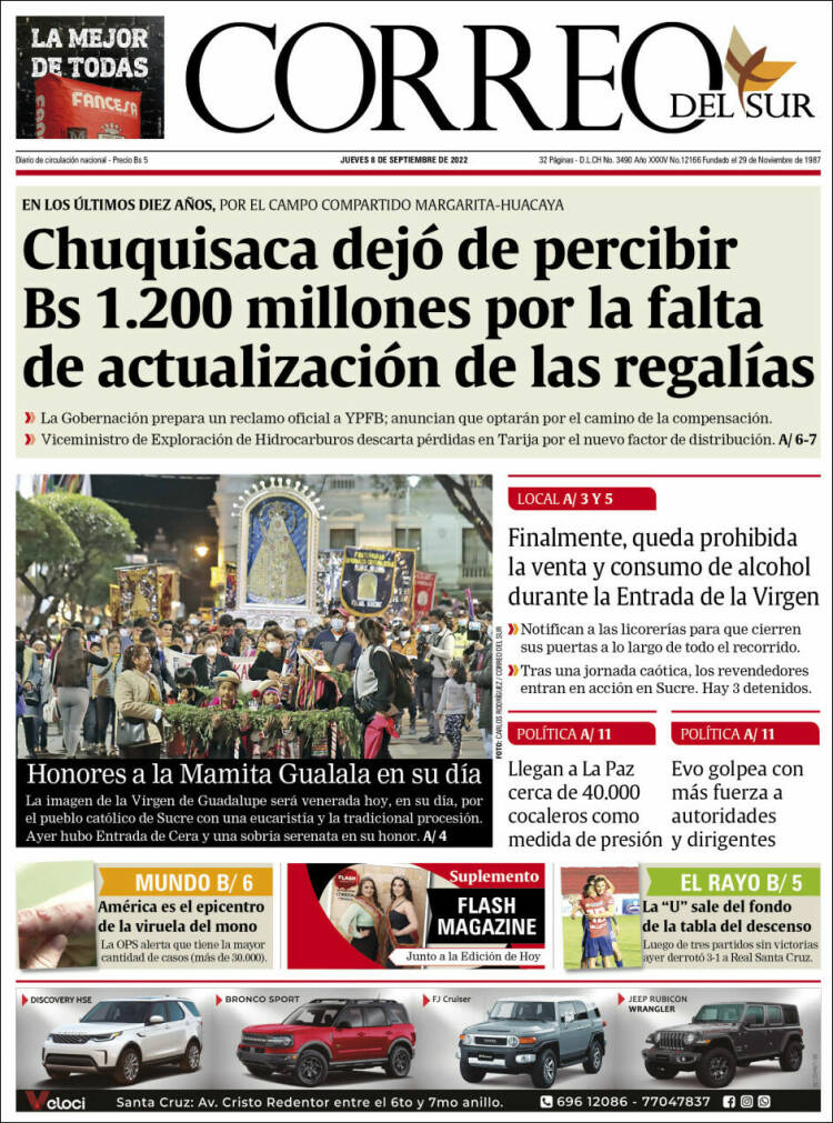 Portada de Correo Sur (Bolivia)