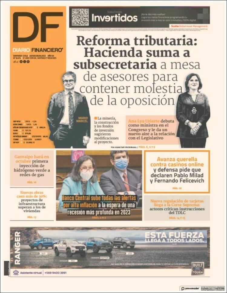Portada de Diario Financiero (Chile)