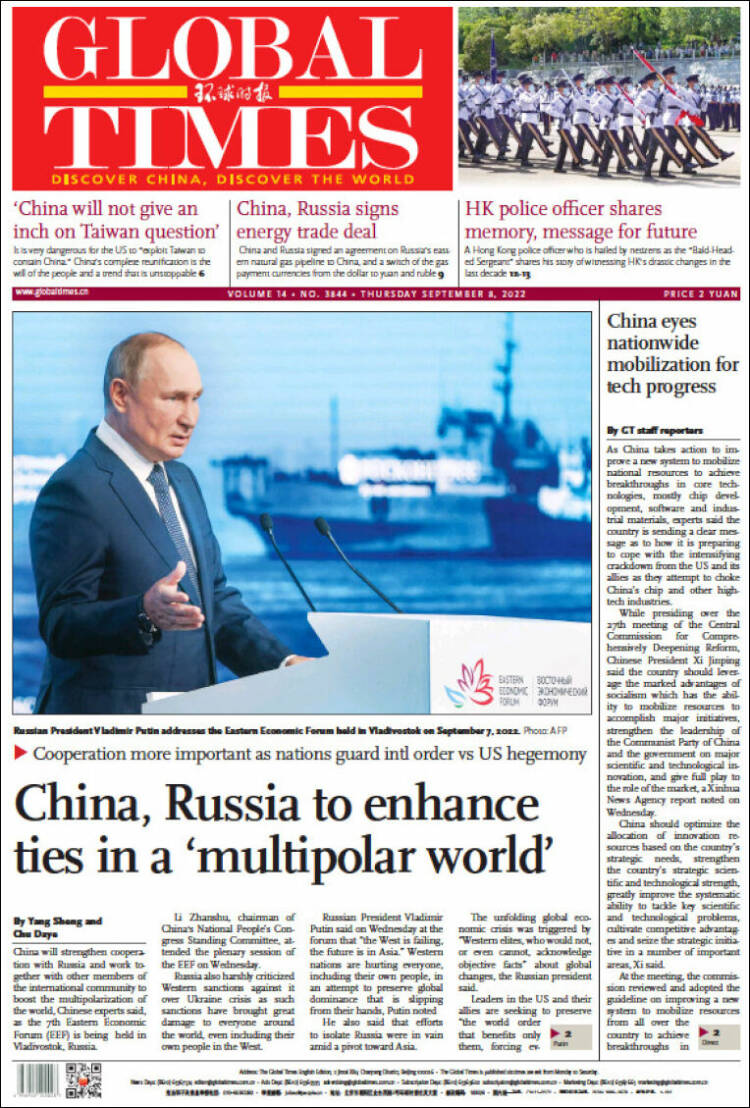 Portada de The Global Times (China)