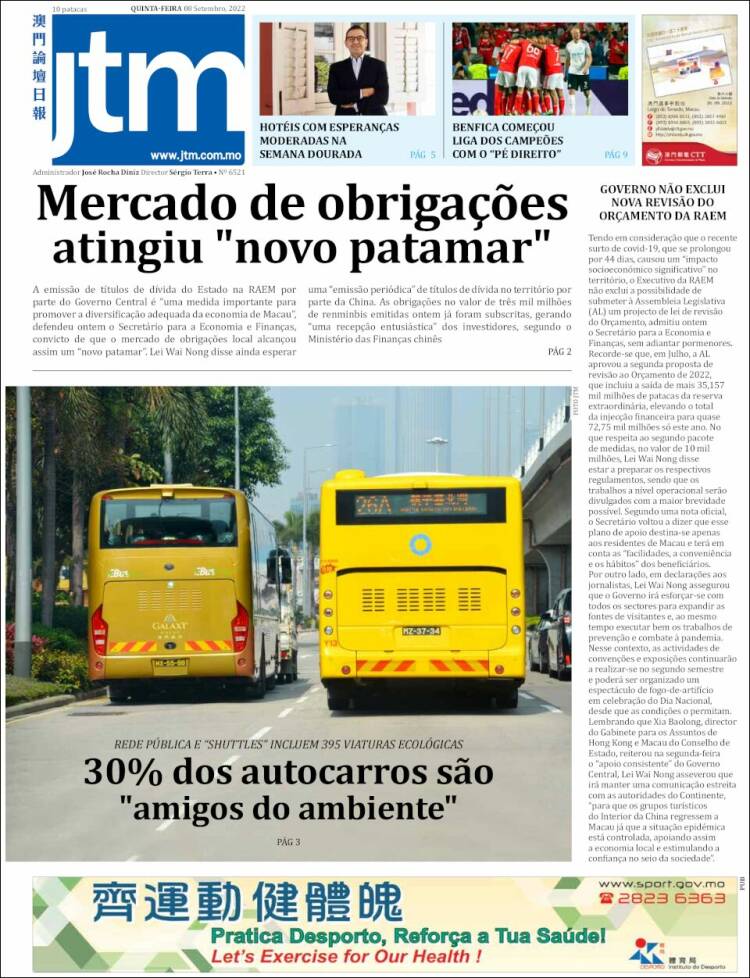 Portada de Jornal Tribuna de Macau (China)