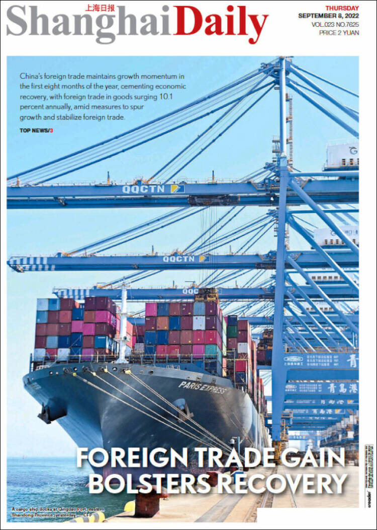 Portada de Shanghai Daily (China)