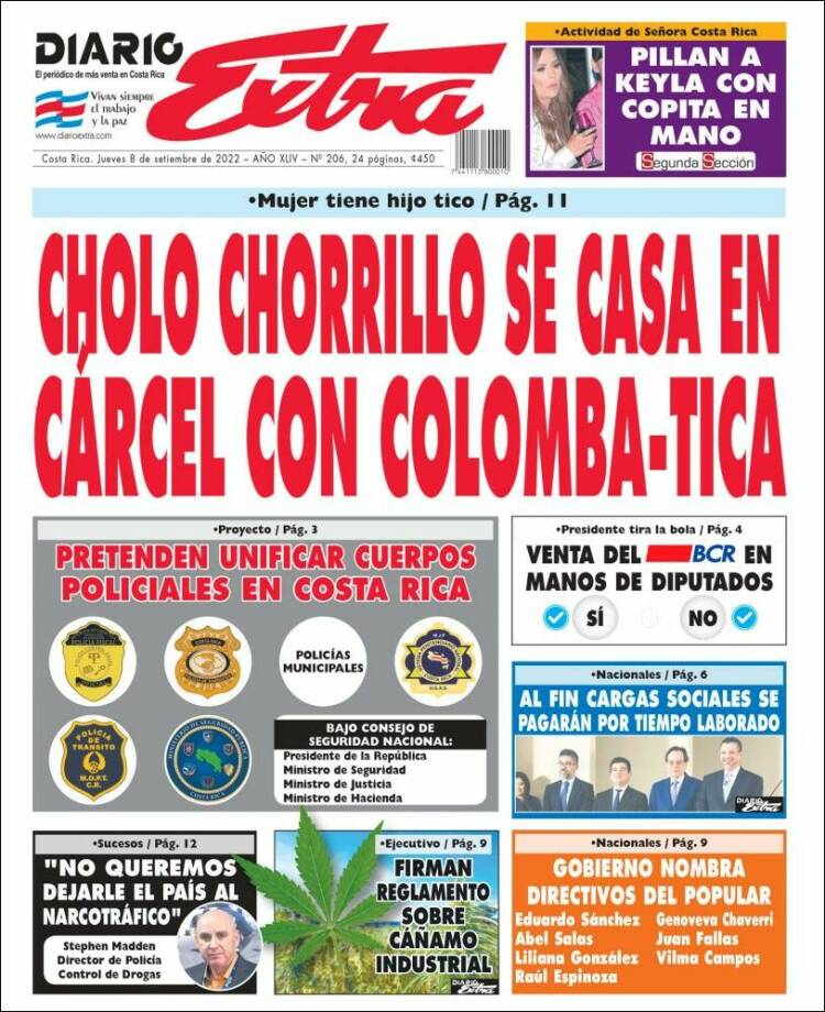 Portada de Diario Extra (Costa Rica)
