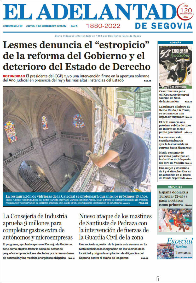 Portada de El Adelantado de Segovia (España)