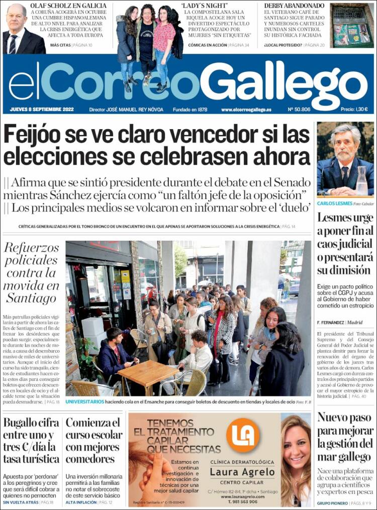 Portada de El Correo Gallego (España)