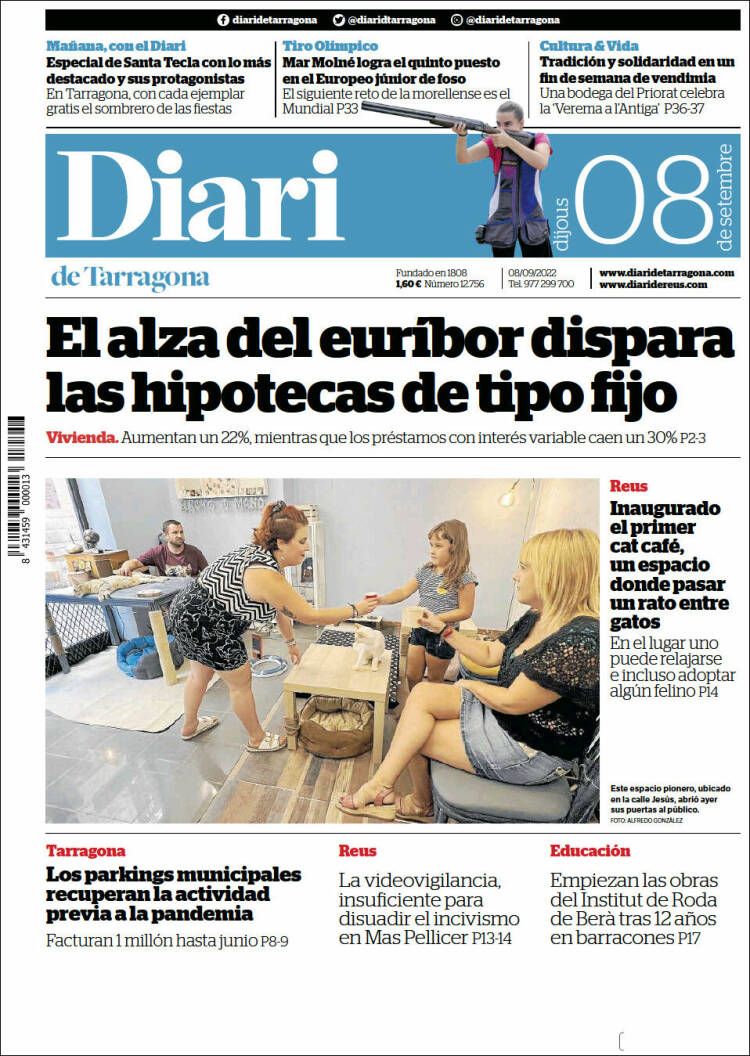Portada de Diari de Tarragona (España)