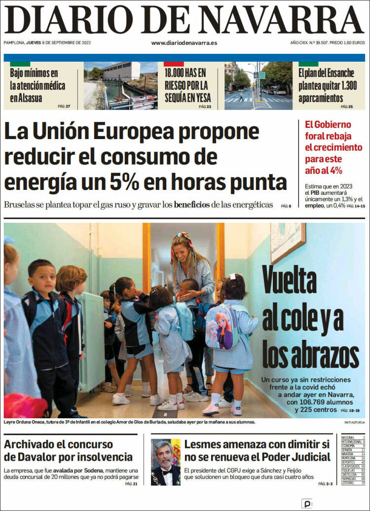 Portada de Diario de Navarra (España)