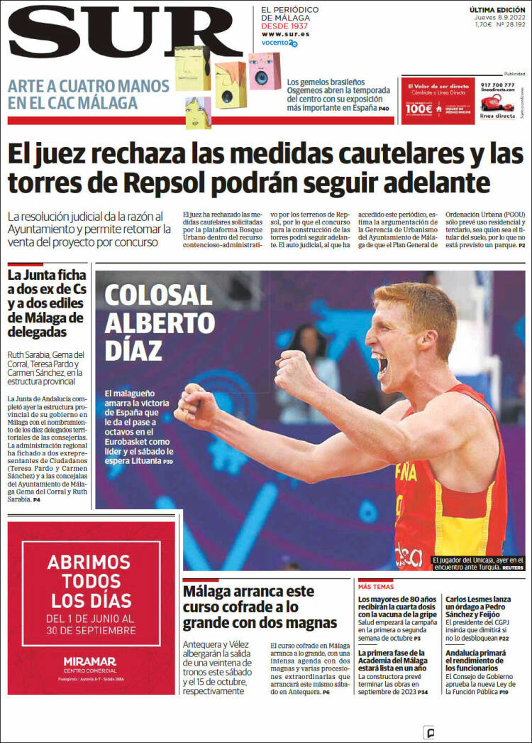 Portada de Diario el Sur (España)