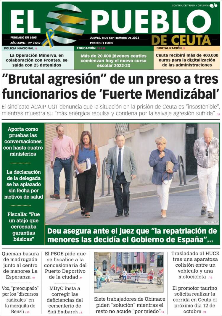 Portada de El Pueblo de Ceuta (España)