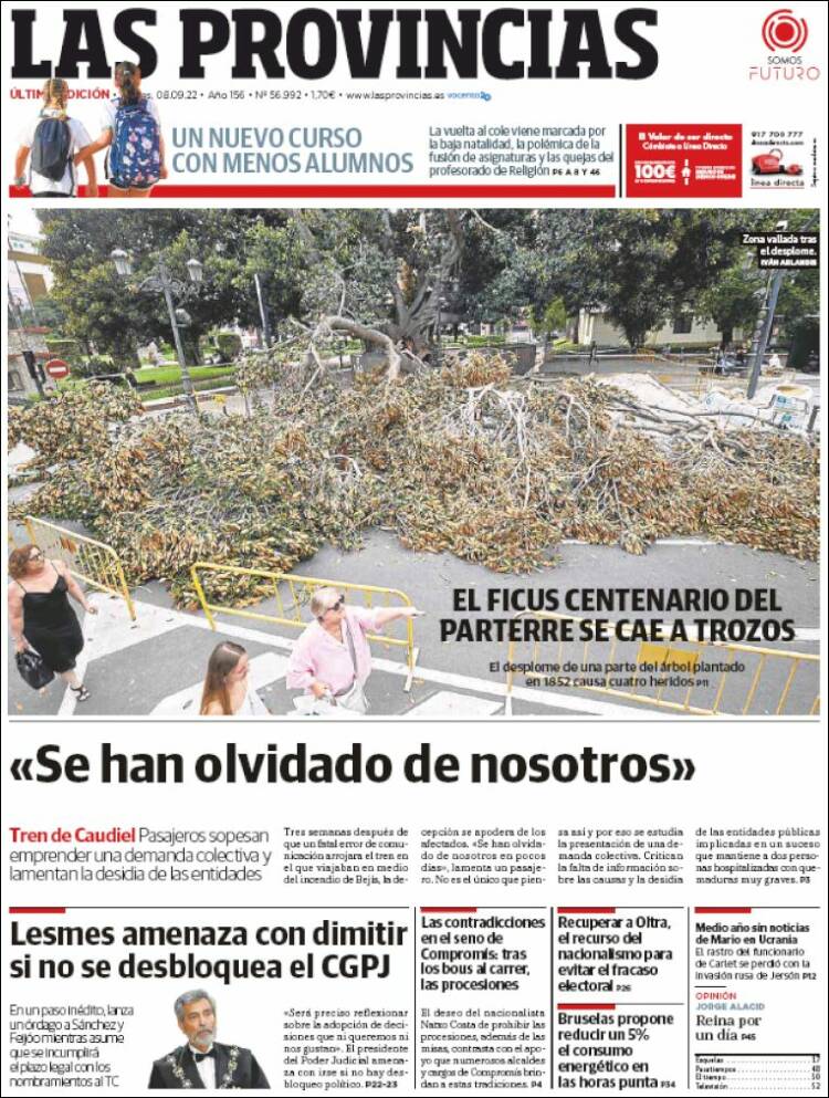 Portada de Las Provincias (España)