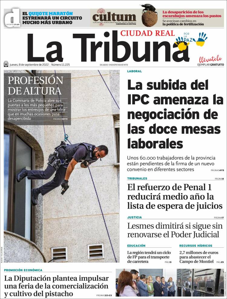 Portada de La Tribuna de Ciudad Real (España)