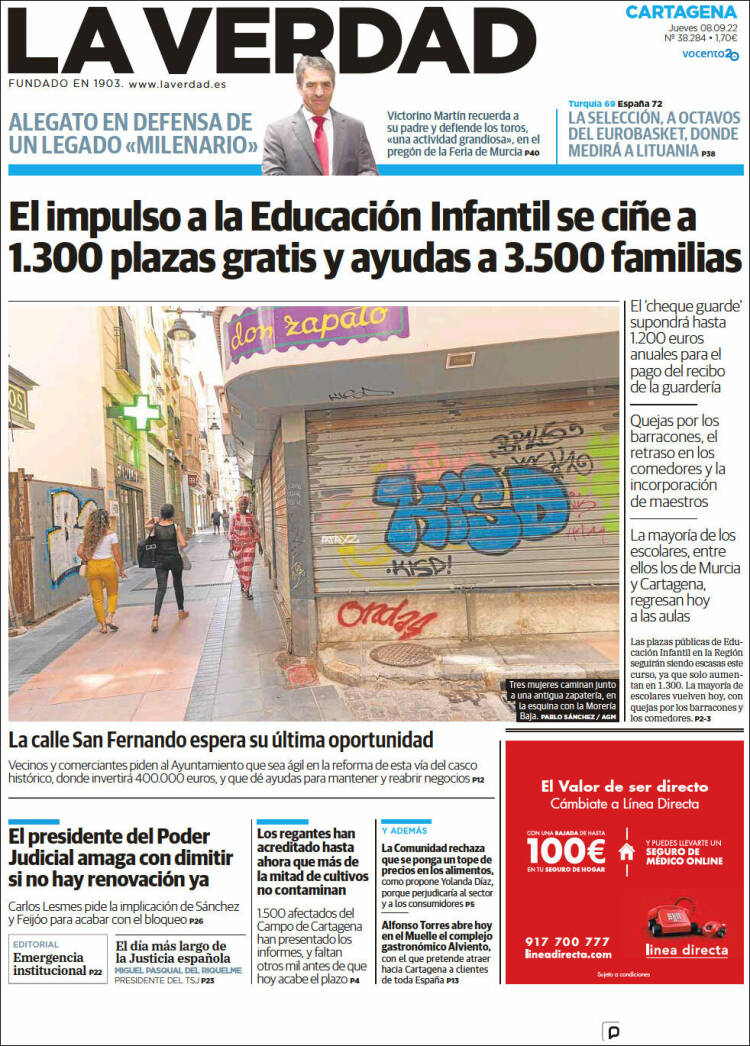 Portada de La Verdad de Cartagena (España)