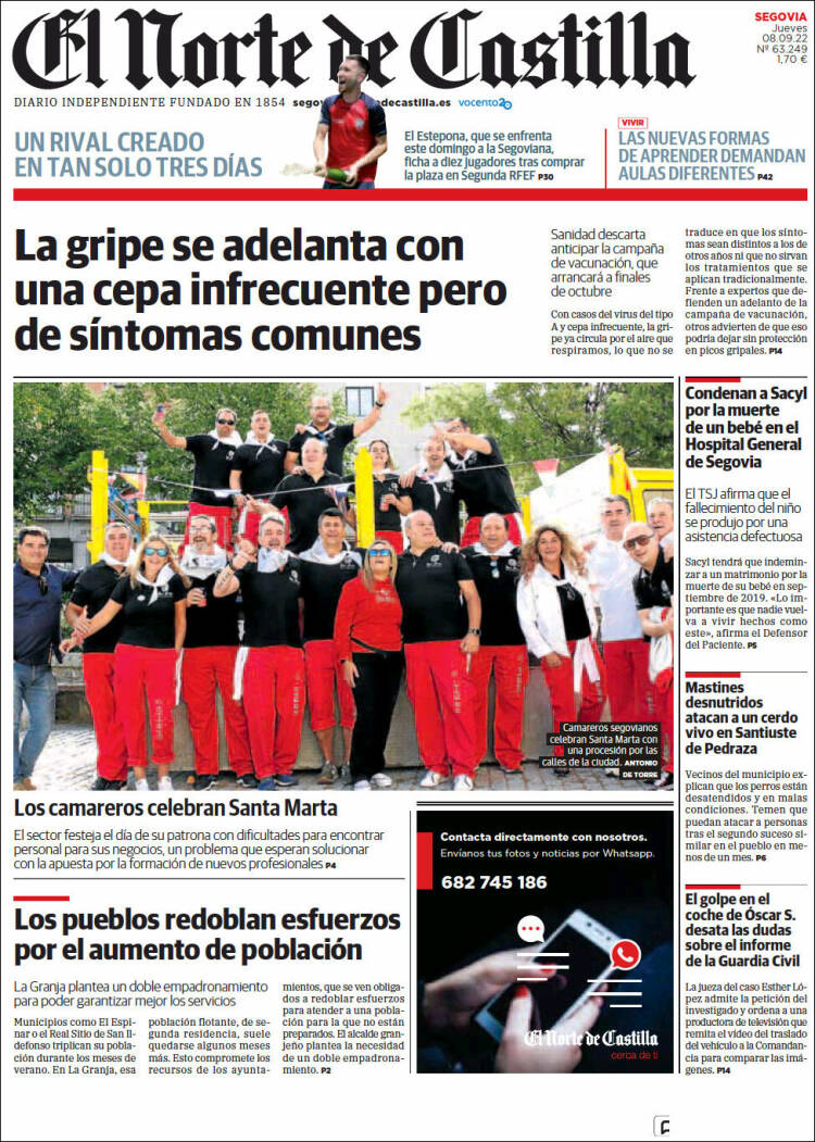 Portada de Norte de Castilla - Segovia (España)