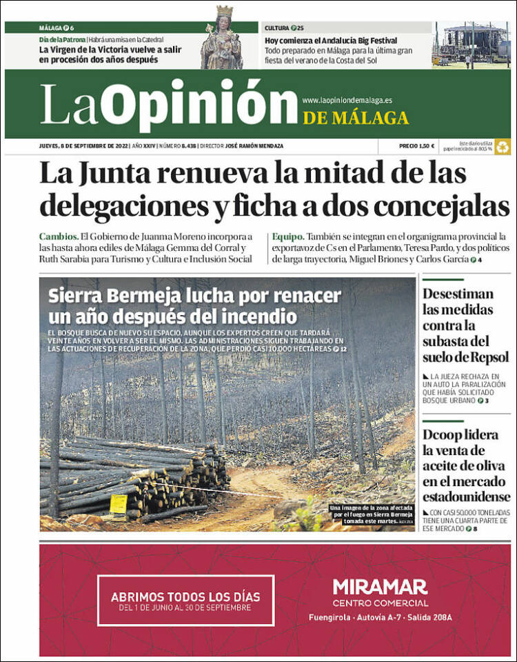 Portada de La Opinión de Málaga (España)