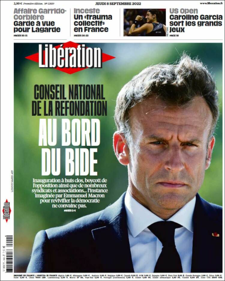Portada de Libération (France)