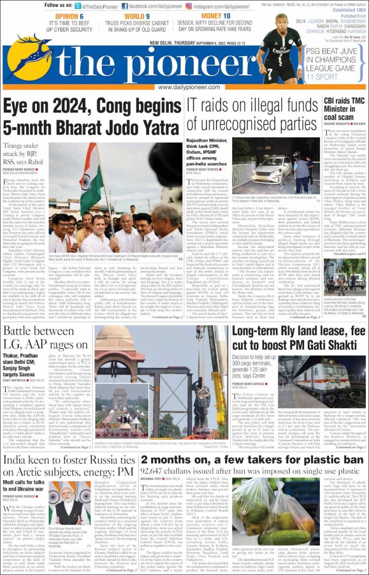 Portada de The Pioneer (India)