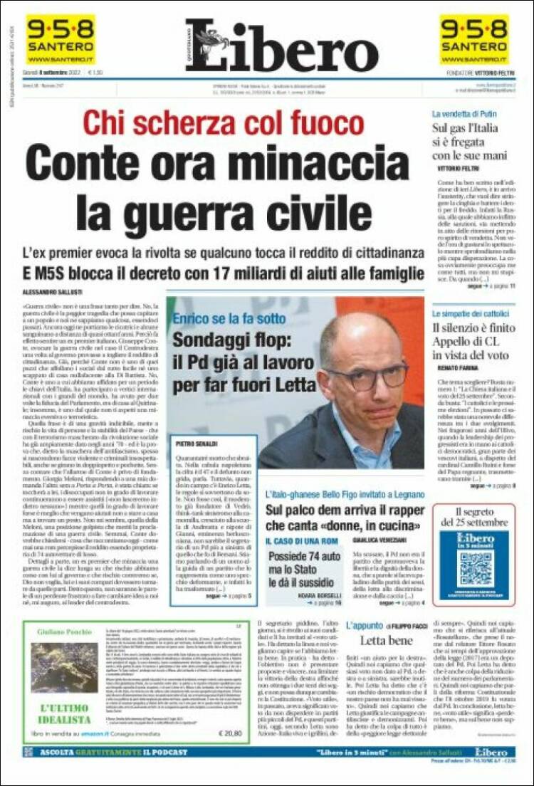 Portada de Libero (Italia)