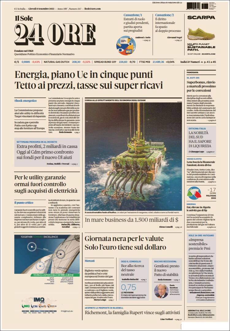 Portada de Il Sole 24 ORE (Italia)
