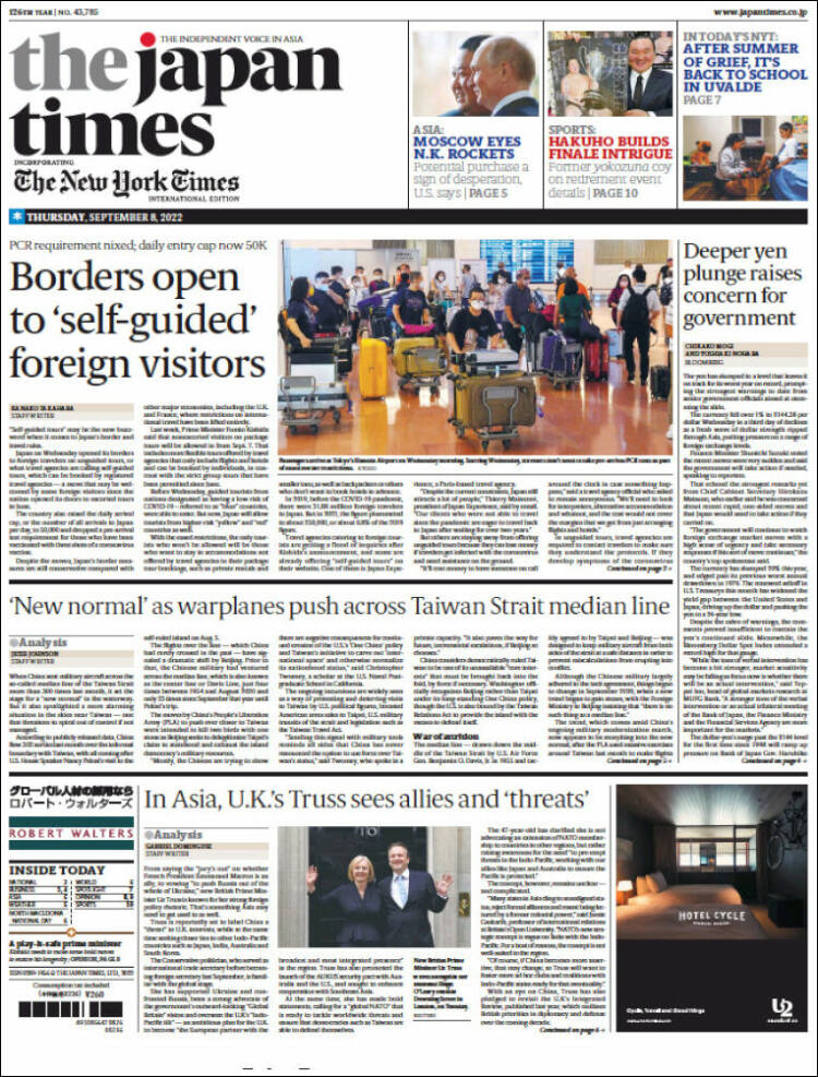 Portada de The Japan Times (Jap&oacute;n)