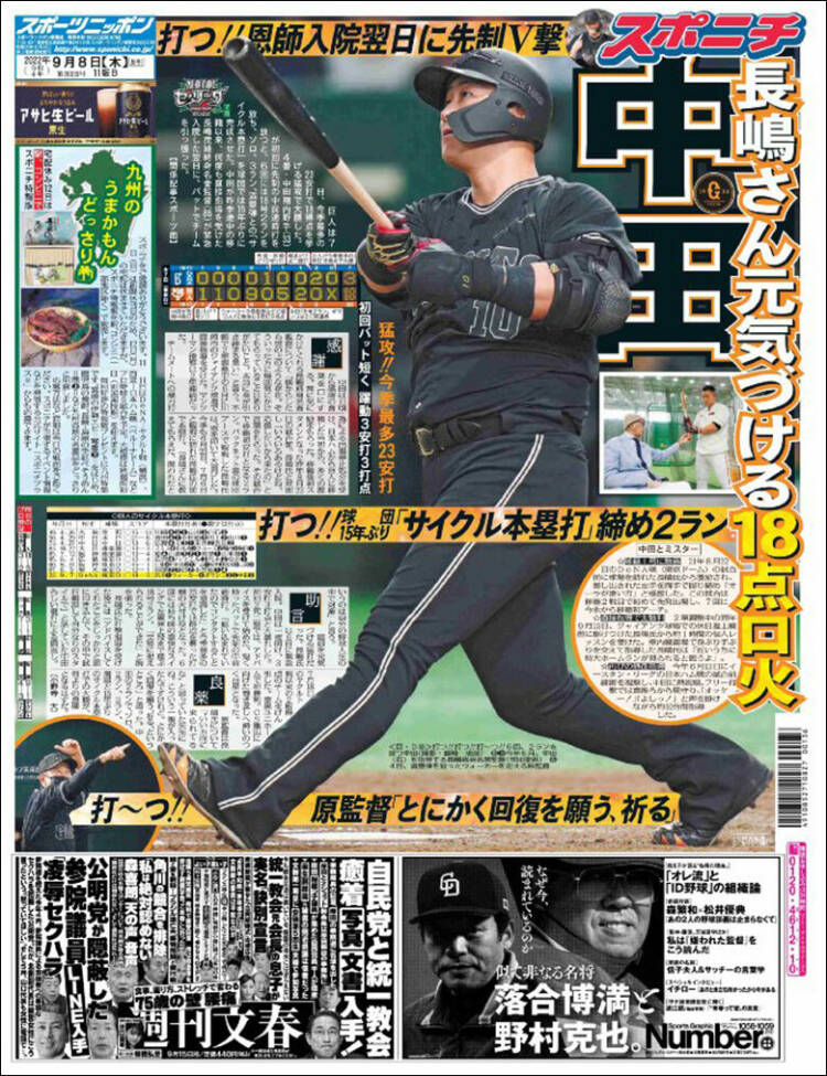 Portada de Sports Nippon - スポーツニッポン, (Jap&oacute;n)