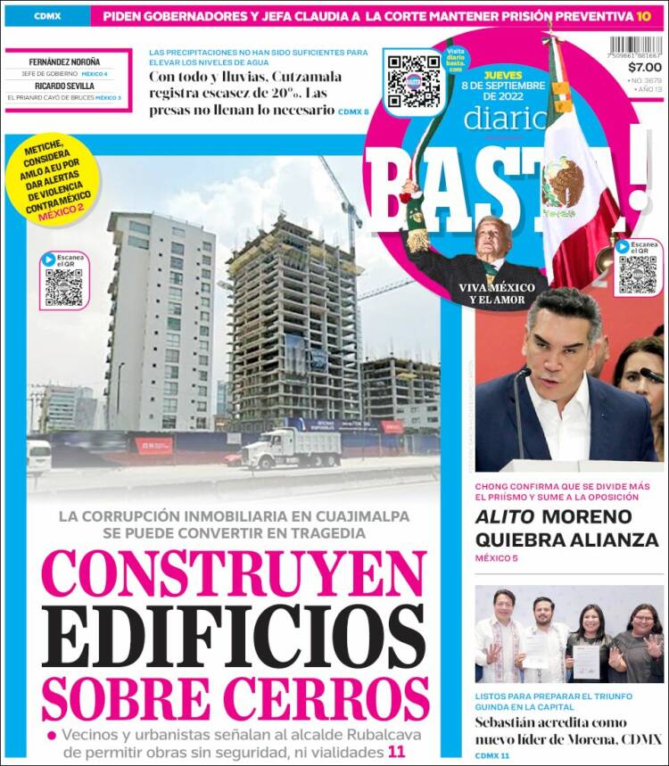 Portada de Diario Basta (México)