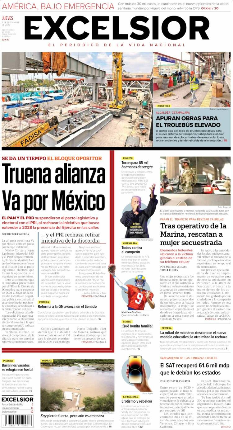 Portada de Excelsior (México)