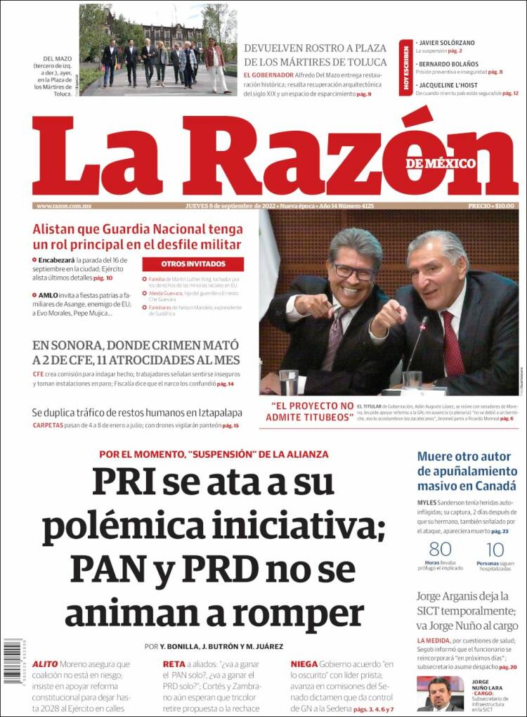 Portada de La Razón (México)