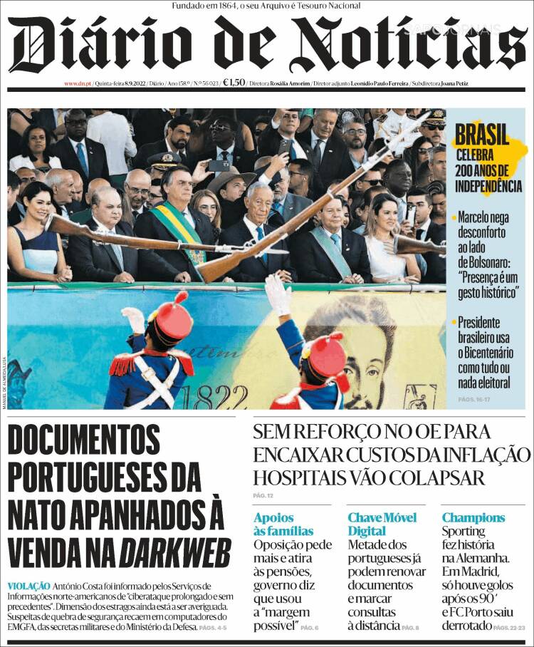 Portada de Diário de Noticias (Portugal)