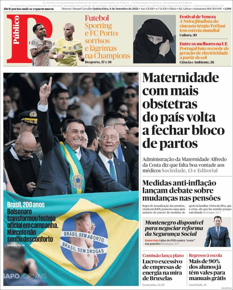 Portada de Público (Portugal)