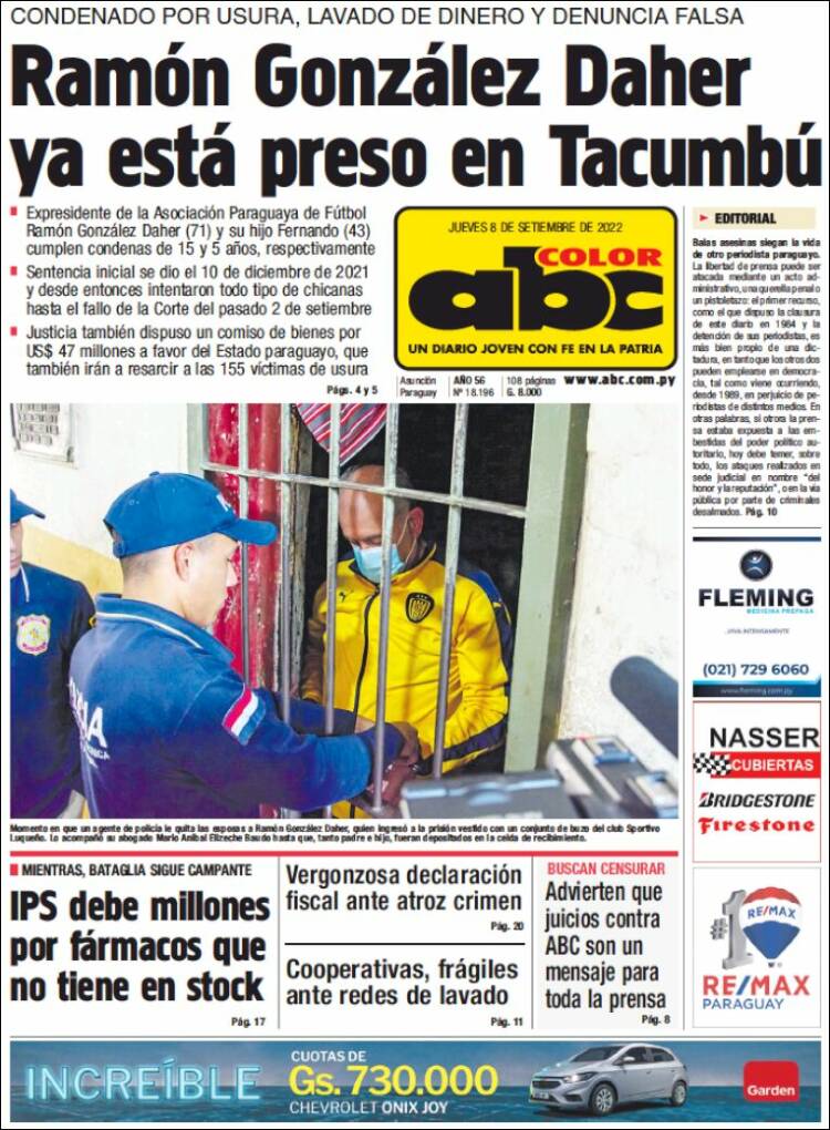 Portada de ABC Color (Paraguay)