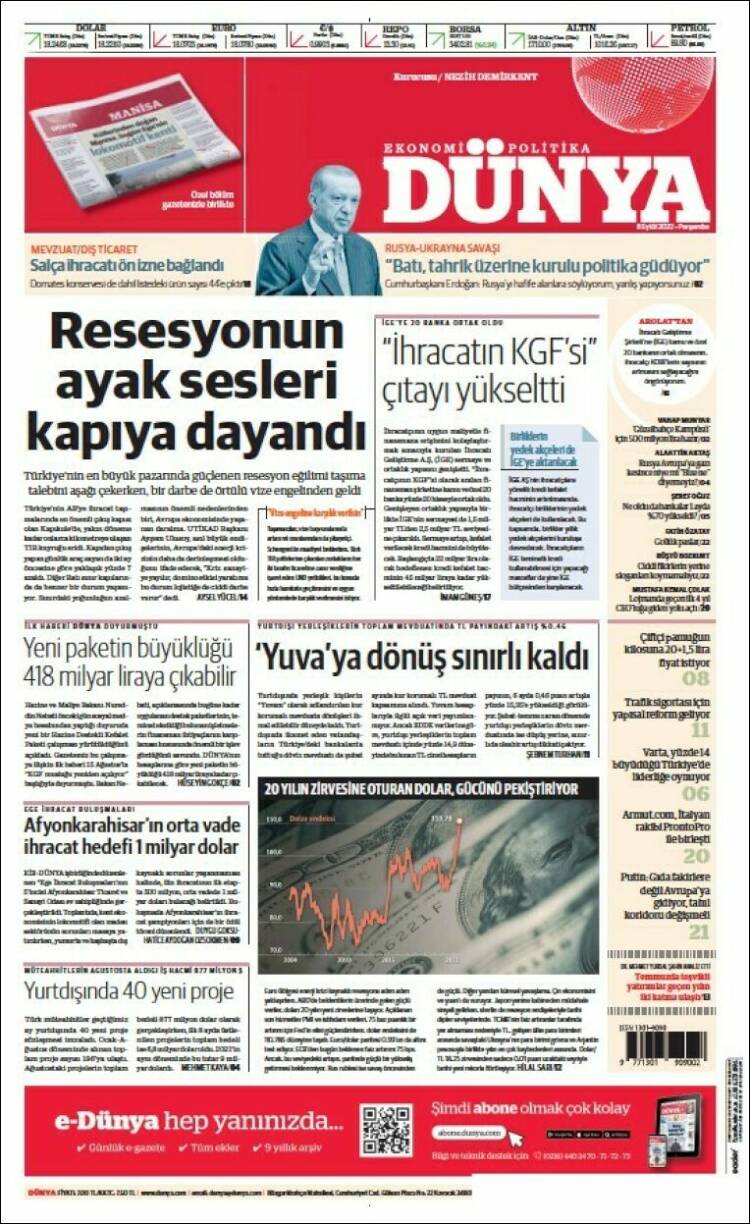 Portada de Dünya (Turqu&iacute;a)