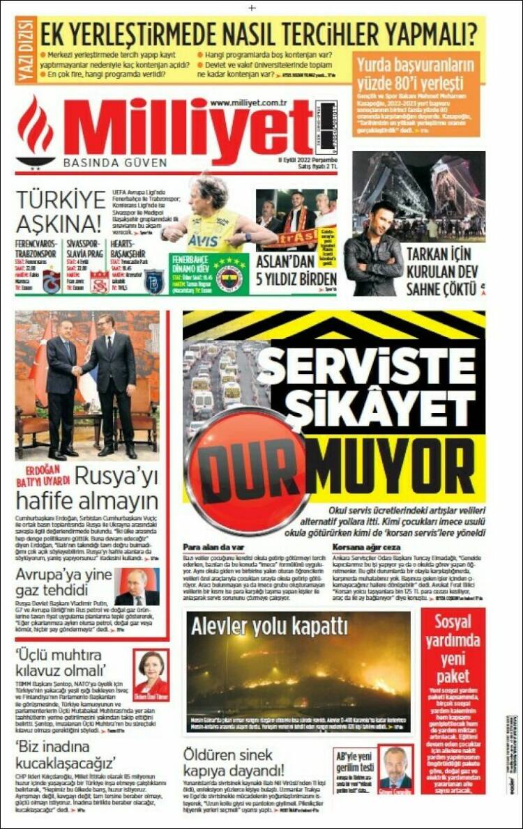 Portada de Milliyet (Turqu&iacute;a)