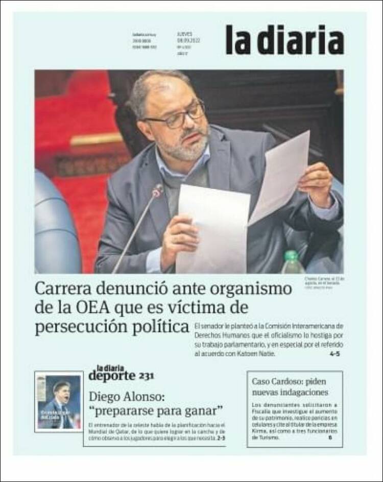 Portada de La Diaria (Uruguay)