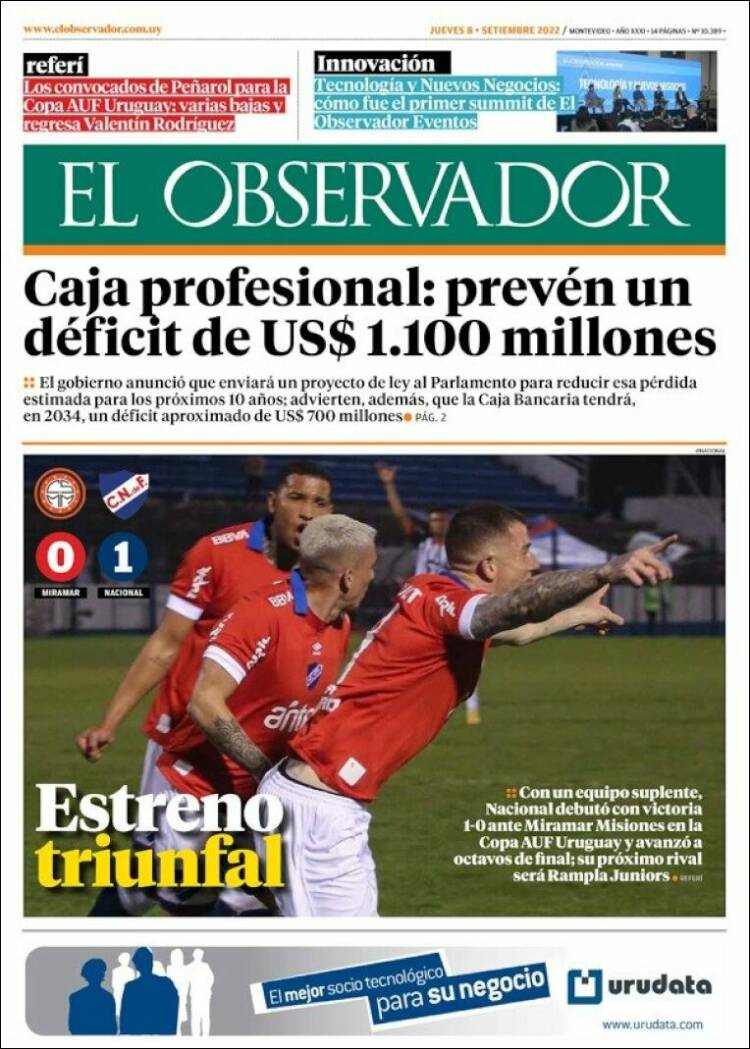 Portada de El Observador (Uruguay)