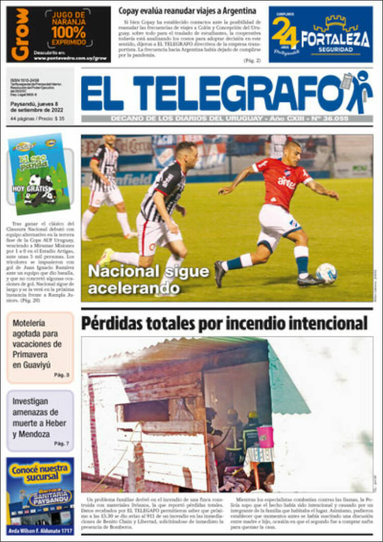 Portada de El Telégrafo (Uruguay)