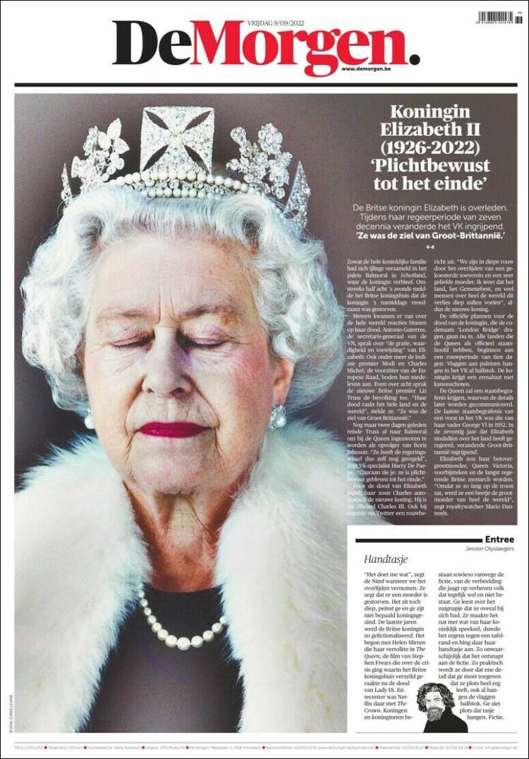 Portada de De Morgen (B&eacute;lgica)