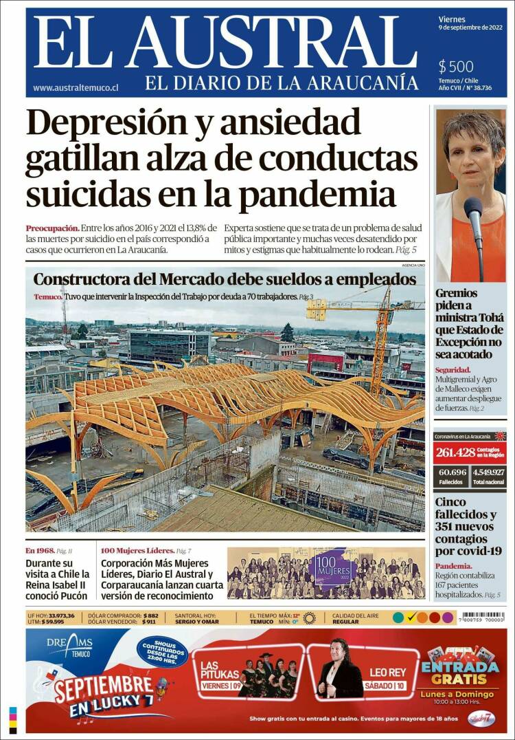 Portada de El Austral de Temuco (Chili)