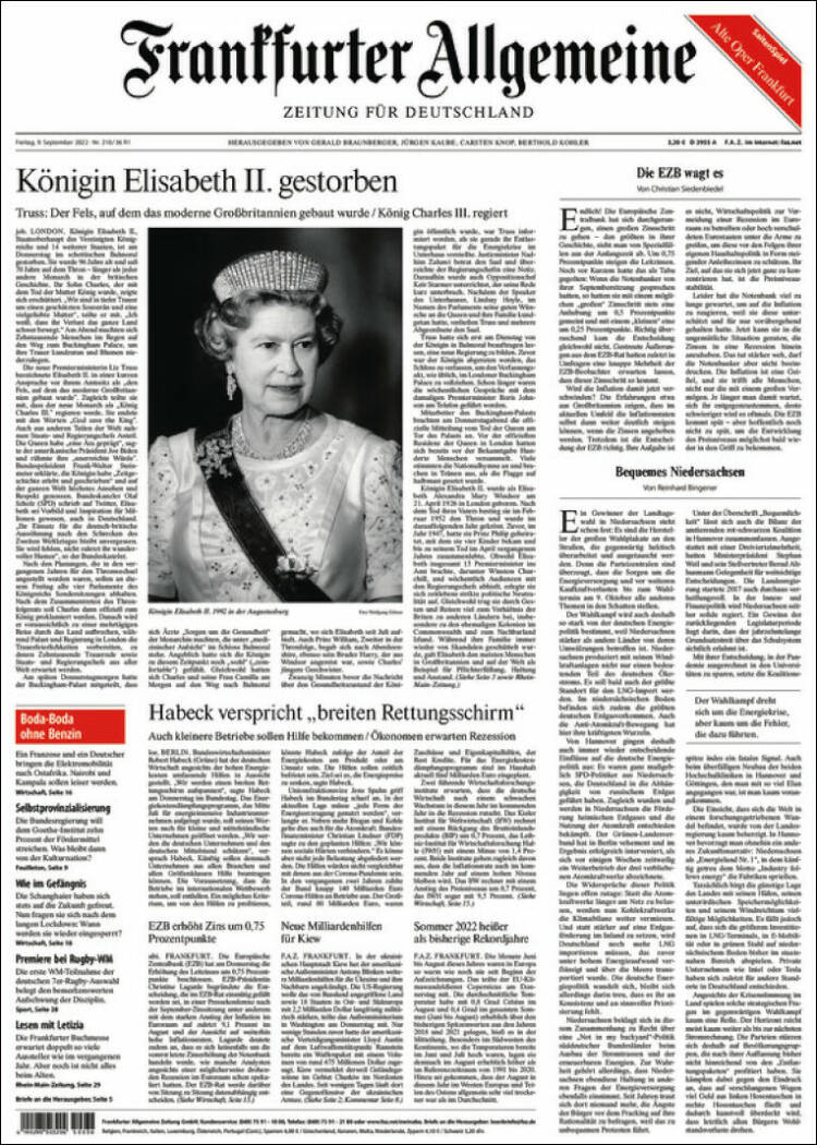 Portada de Frankfurter Allgemeine (Alemania)
