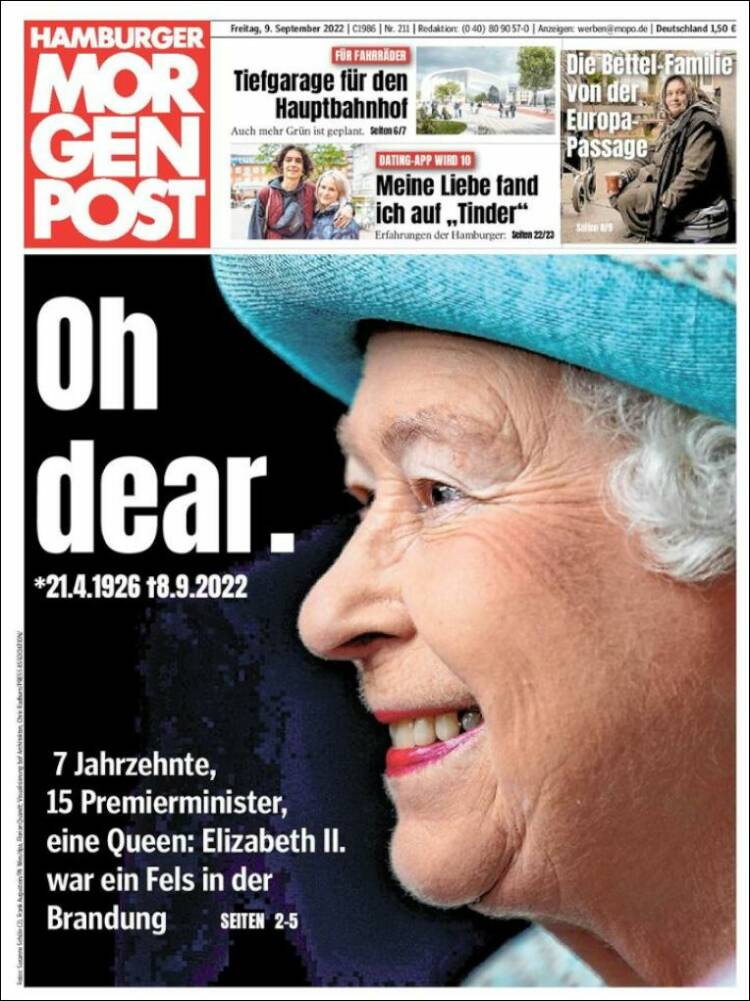 Portada de Hamburger Morgenpost  (Alemania)