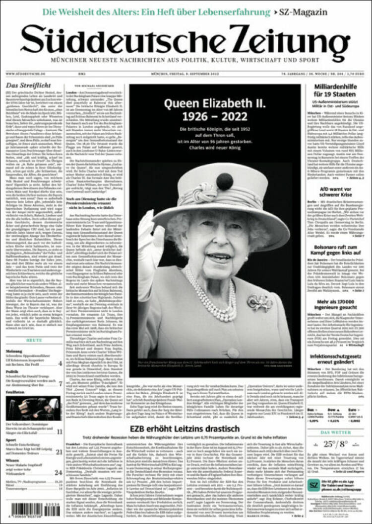 Portada de Sueddeutsche (Alemania)