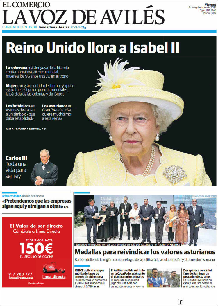 Portada de El Comercio - Avilés (España)