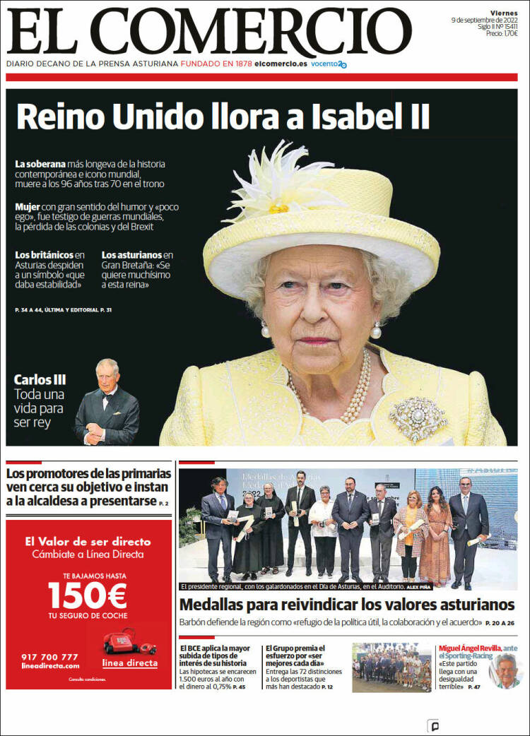 Portada de El Comercio - Gijón (España)
