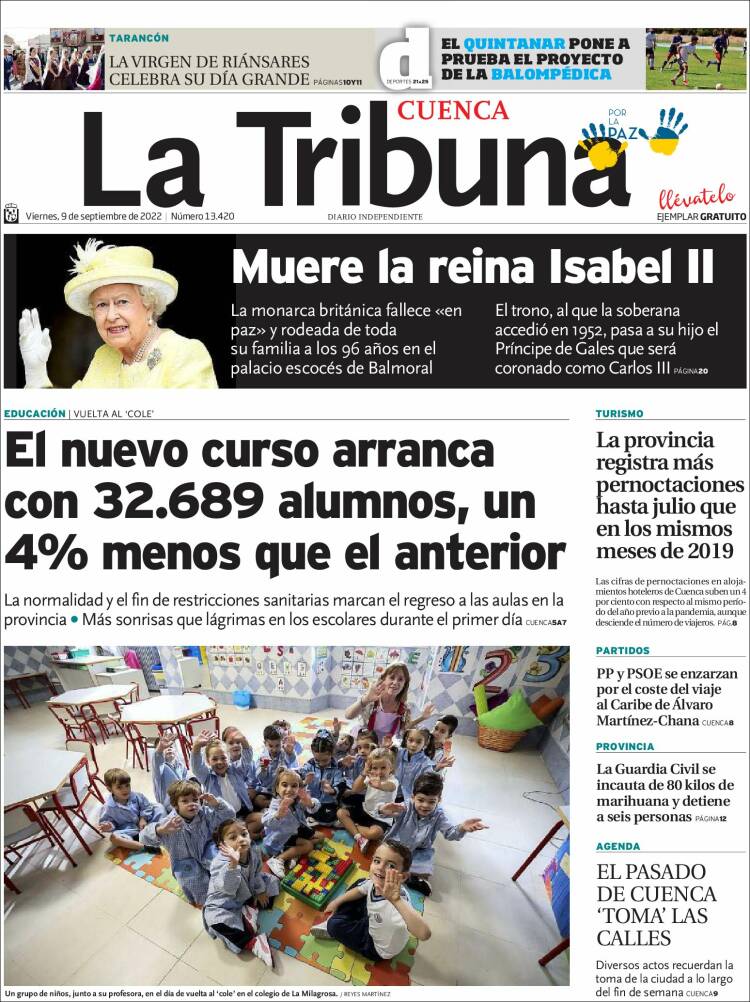 Portada de La Tribuna de Cuenca (España)