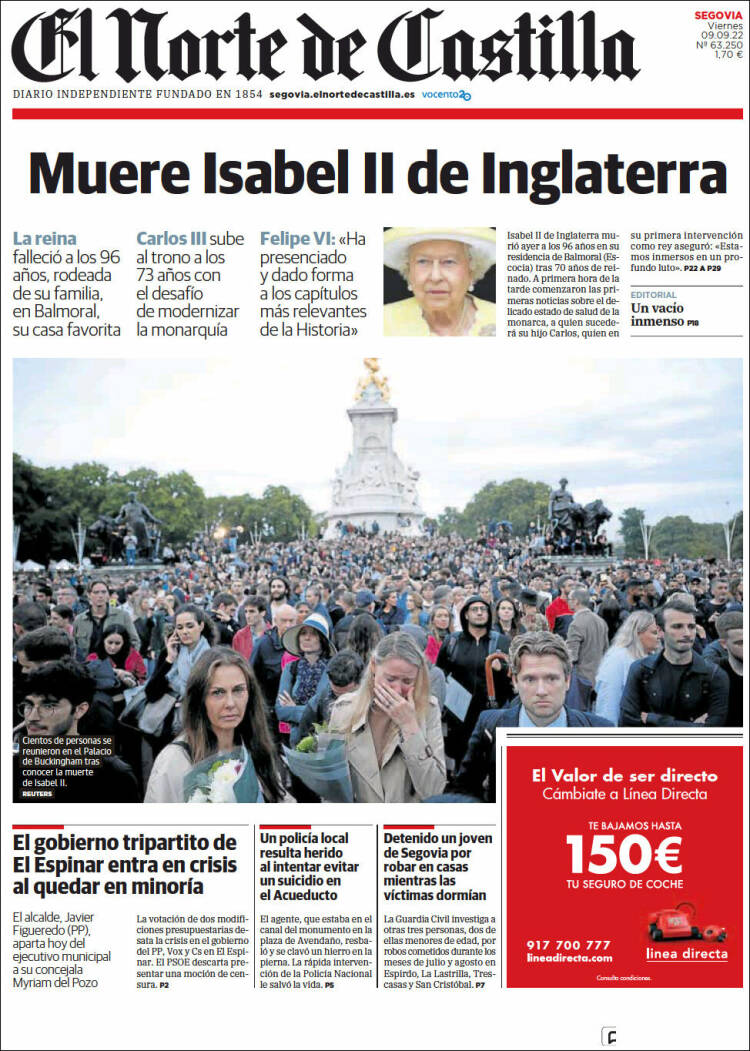 Portada de Norte de Castilla - Segovia (Spain)
