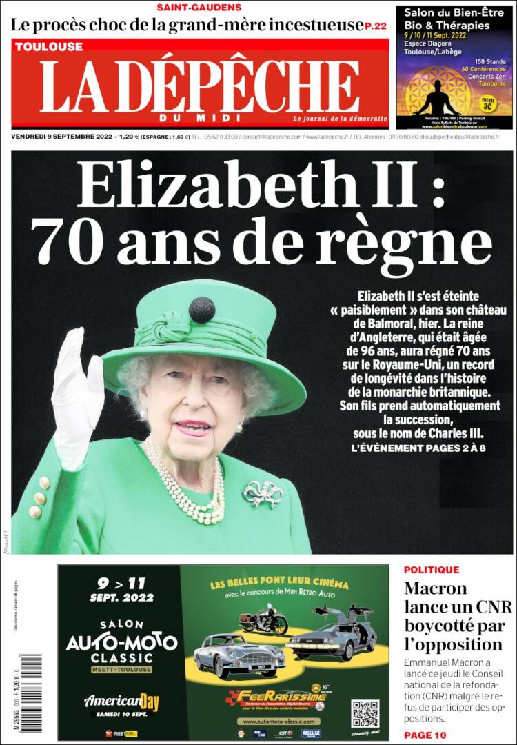 Portada de La Dépêche du Midi (Francia)