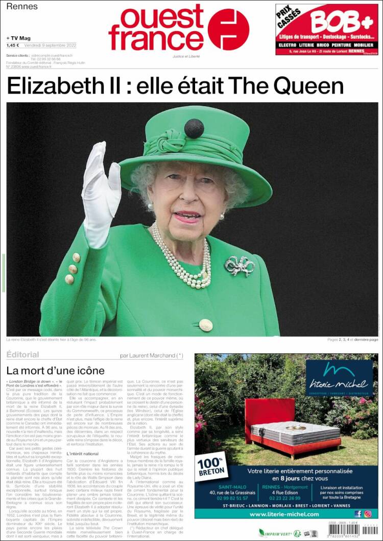 Portada de Ouest France (Francia)