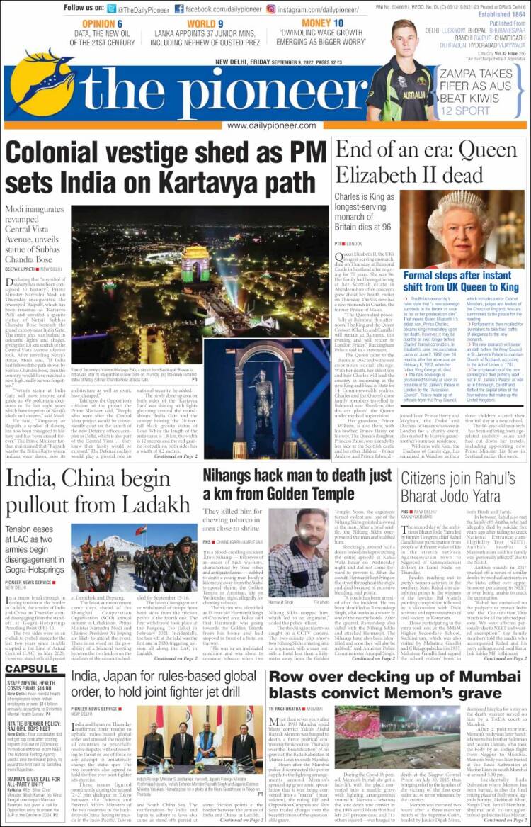 Portada de The Pioneer (India)