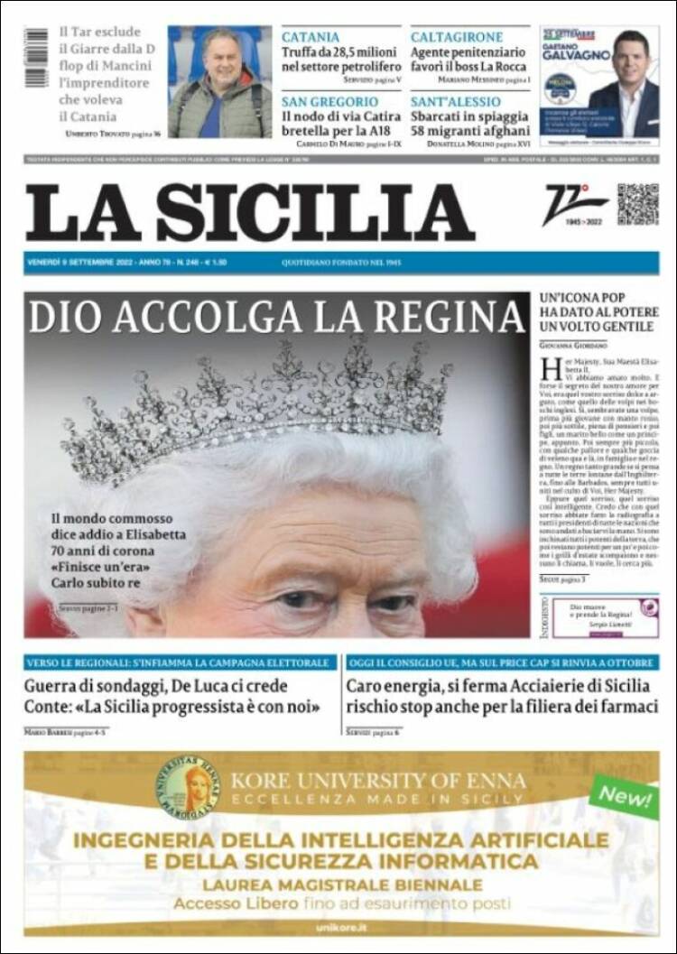 Portada de La Sicilia (Italia)